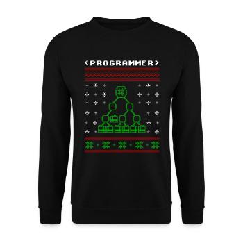 Programmeur ordinateur cadeau de chandail de Noël laid - Sweat-shirt Unisexe - noir - Devant - Alina (178cm) & Michal (187cm)
