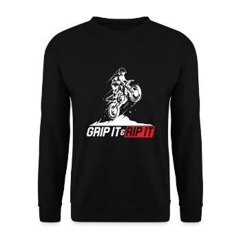 Grip It Rip It Motocross Motorrad Dirt Bike Geschenk - Unisex Pullover - Schwarz - Vorne - Alina (178cm) & Michal (187cm)
