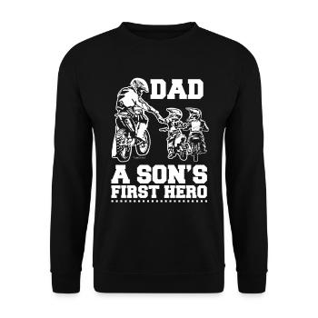 Biker Dad Father Two Kids Sons Motocross - Unisex Sweatshirt - black - Front - Alina (178cm) & Michal (187cm)