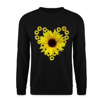 Sonnenblumenherz, Sonnenblume, Sonnenblumen, Herz - Unisex Pullover - Schwarz - Vorne - Alina (178cm) & Michal (187cm)