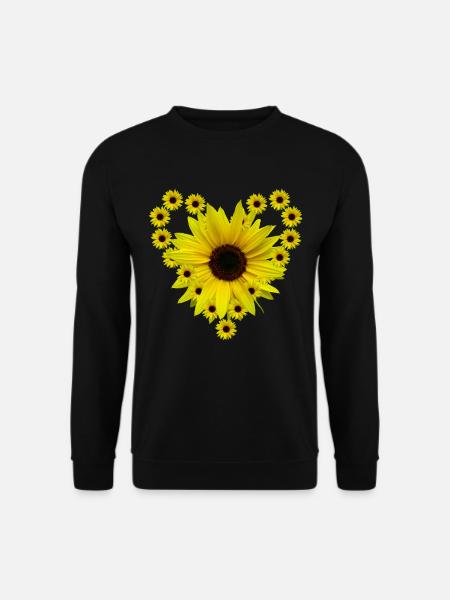 Sonnenblumenherz, Sonnenblume, Sonnenblumen, Herz - Unisex Pullover - Schwarz