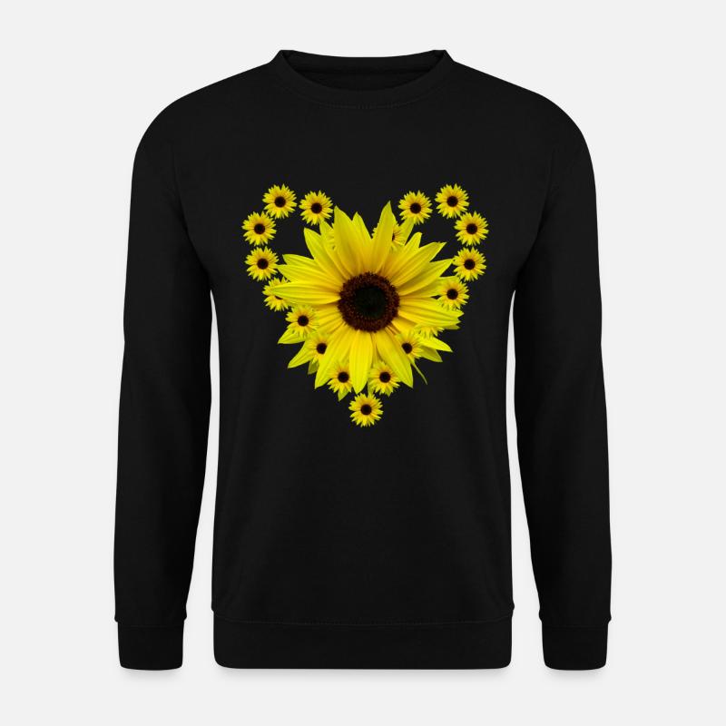 Sonnenblumenherz, Sonnenblume, Sonnenblumen, Herz - Unisex Pullover - Schwarz