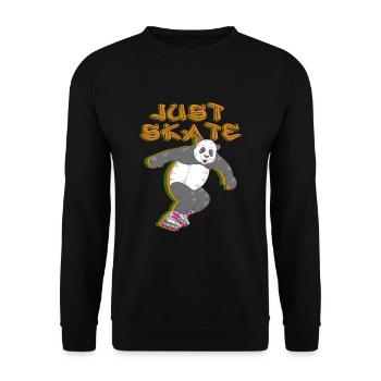 Einfach Skate Panda Inline Skating Rollerblading Geschenk - Unisex Pullover - Schwarz - Vorne - Alina (178cm) & Michal (187cm)