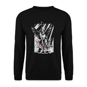 St. Michael Erzengel Böse Religion Glaube - Unisex Pullover - Schwarz - Vorne - Alina (178cm) & Michal (187cm)