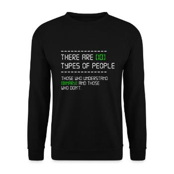 10 Arten von Menschen Programmierer Coder Entwickler Geschenk - Unisex Pullover - Schwarz - Vorne - Alina (178cm) & Michal (187cm)