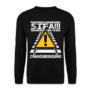 SIFA Zwangsbremsung - Unisex Pullover - Schwarz - Vorne - Alina (178cm) & Michal (187cm)