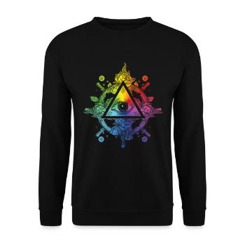 Illuminati Symbol All Seeing Eye Freimaurerdreieck - Unisex Pullover - Schwarz - Vorne - Alina (178cm) & Michal (187cm)