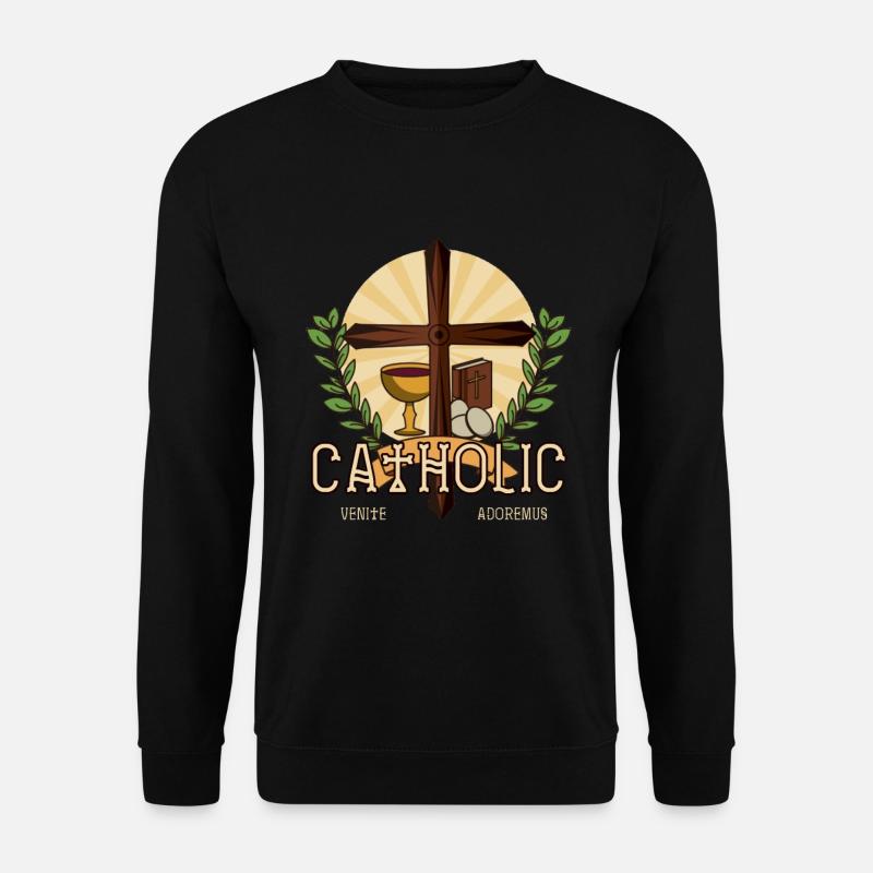 Katholische Venite Adoremus Religion Gott Glaube Kreuz - Unisex Pullover - Schwarz