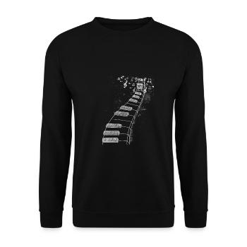 Klaviertastaturen Klavierspieler Musiknoten Geschenk - Unisex Pullover - Schwarz - Vorne - Alina (178cm) & Michal (187cm)
