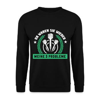 Dart Darts Bullseye Dartspieler Dartboard Geschenk - Unisex Pullover - Schwarz - Vorne - Alina (178cm) & Michal (187cm)