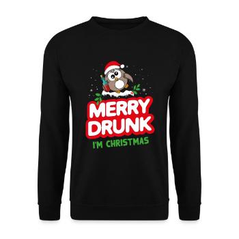 Celebrating Christmas drunk wine funny sayings - Unisex Sweatshirt - black - Front - Alina (178cm) & Michal (187cm)