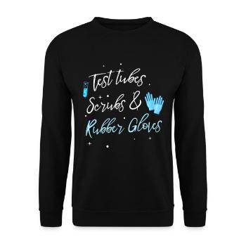 Test Tubes & Rubber Gloves Medical Laboratory - Unisex Sweatshirt - black - Front - Alina (178cm) & Michal (187cm)