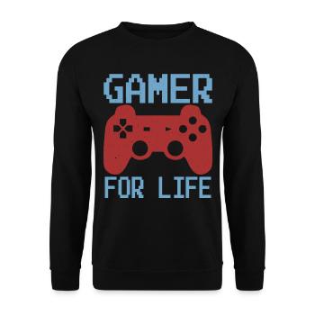 Gamer For Life - Unisex Pullover - Schwarz - Vorne - Alina (178cm) & Michal (187cm)