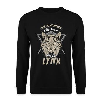 Lynx Lover Big Cat Animal Wildlife Geschenk Dies ist - Unisex Pullover - Schwarz - Vorne - Alina (178cm) & Michal (187cm)