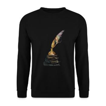 Book book stack with inkwell vintage design - Unisex Sweatshirt - black - Front - Alina (178cm) & Michal (187cm)