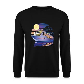 Kreuzfahrtschiff Retro Vintage Sunset Cruising Cruise - Unisex Pullover - Schwarz - Vorne - Alina (178cm) & Michal (187cm)