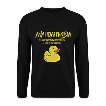 Anatidaephobia - fear of ducks - Unisex Sweatshirt - black - Front - Alina (178cm) & Michal (187cm)
