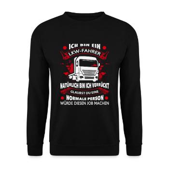 Trucker LKW Fahrer Fernfahrer Brummi Geschenk - Unisex Pullover - Schwarz - Vorne - Alina (178cm) & Michal (187cm)