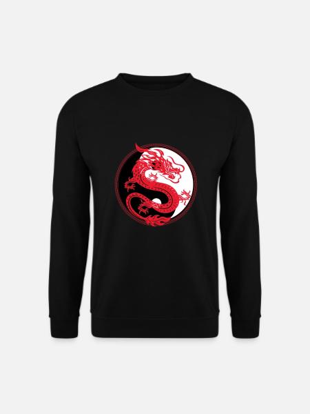 Yin Yang Drache China Harmonie Taoismus Daoismus Geschenk - Unisex Pullover - Schwarz