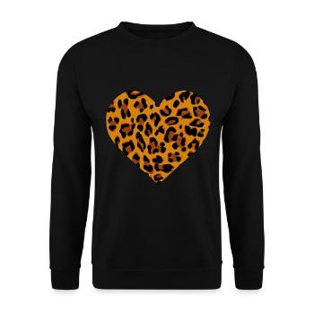 Coeur avec cadeau de motif peau de léopard - Sweat-shirt Unisexe - noir - Devant - Alina (178cm) & Michal (187cm)