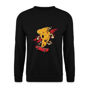 Pizza Skater Skateboard Skateboarding Skate Gift - Unisex Sweatshirt - black - Front - Alina (178cm) & Michal (187cm)