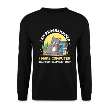 Cat Programmer Coder Developer Kitten Computer - Unisex Sweatshirt - black - Front - Alina (178cm) & Michal (187cm)
