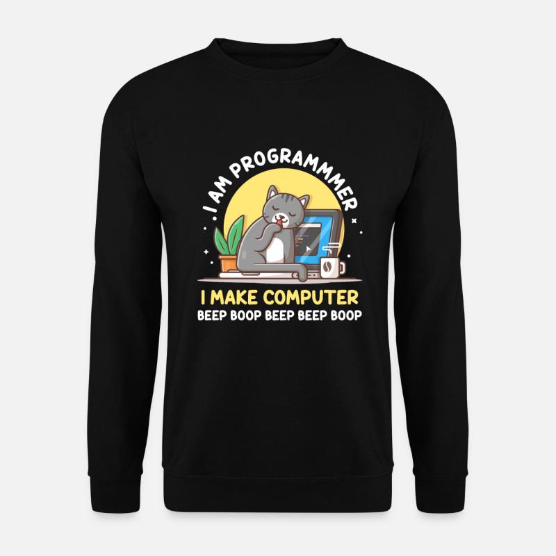 Cat Programmer Coder Developer Kitten Computer - Sweat-shirt Unisexe - noir