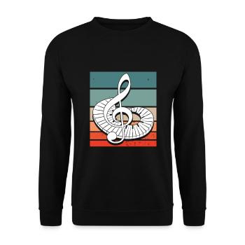 Violinschlüssel Retro Vintage Musiker Musiknoten - Unisex Pullover - Schwarz - Vorne - Alina (178cm) & Michal (187cm)