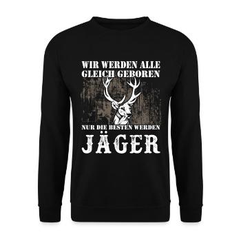 Nur Die Besten Werden Jäger - Unisex Pullover - Schwarz - Vorne - Alina (178cm) & Michal (187cm)