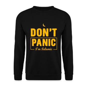 Don't Panic I'm Islamic Muslim Islam Allah Mosque - Unisex Sweatshirt - black - Front - Alina (178cm) & Michal (187cm)