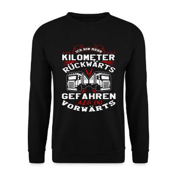 Trucker LKW Fahrer Fernfahrer Brummi Geschenk - Unisex Pullover - Schwarz - Vorne - Alina (178cm) & Michal (187cm)