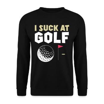Golf Golfschläger Golfer Golfspieler Geschenk - Unisex Pullover - Schwarz - Vorne - Alina (178cm) & Michal (187cm)