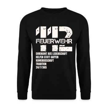 112 Feuerwehr Geschenk - Unisex Pullover - Schwarz - Vorne - Alina (178cm) & Michal (187cm)