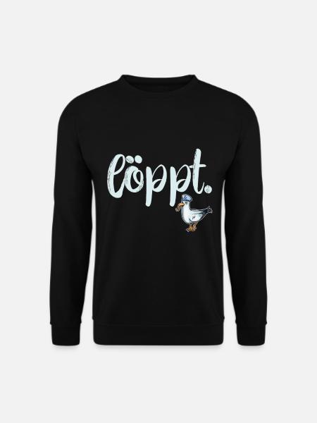 löppt plattdeutsch mit cooler Möwe Geschenk - Unisex Pullover - Schwarz