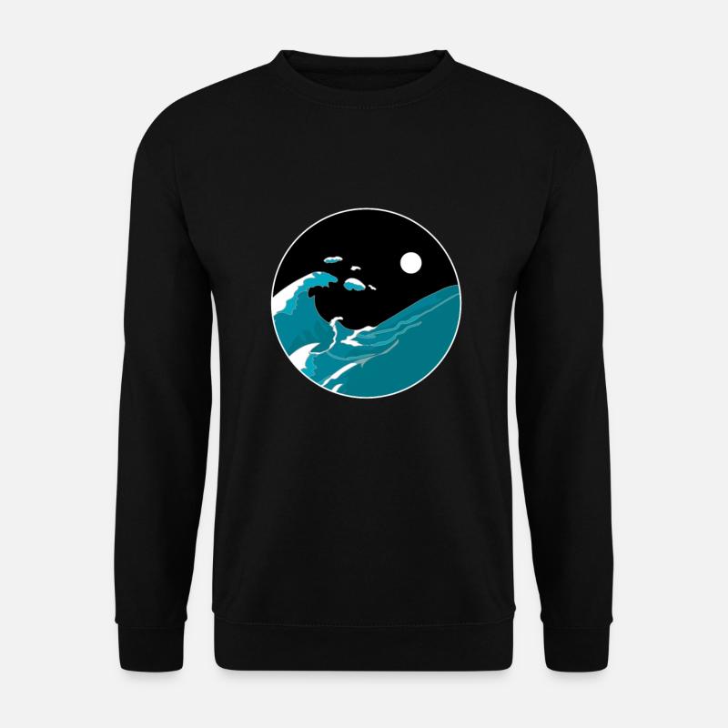 Vagues Yin Yang Lune Nuit Ocean Harmony Beach Cadeau - Sweat-shirt Unisexe - noir