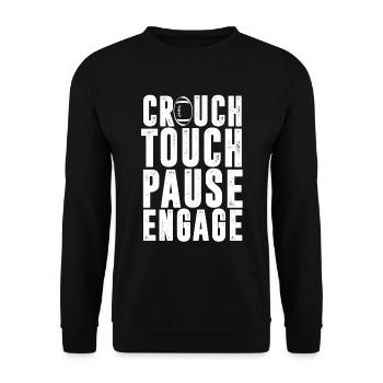 Crouch Touch Pause Engage Cadeau d'équipe de joueur de rugby - Sweat-shirt Unisexe - noir - Devant - Alina (178cm) & Michal (187cm)