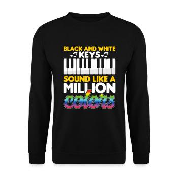 Schwarz-Weiß-Tasten Milion Colors Piano Pianist - Unisex Pullover - Schwarz - Vorne - Alina (178cm) & Michal (187cm)