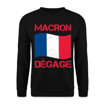 Macron löscht den Aufstand der gelben Weste unter französischer Flagge - Unisex Pullover - Schwarz - Vorne - Alina (178cm) & Michal (187cm)