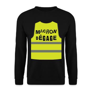 Macron veröffentlicht gelbes Weste Anti-Finanz-Referendum - Unisex Pullover - Schwarz - Vorne - Alina (178cm) & Michal (187cm)