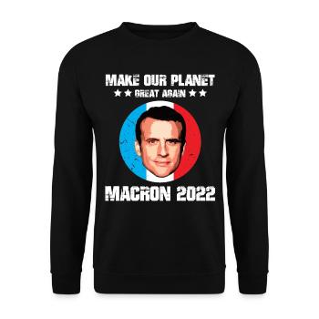 Make our planet great again macron ecologist english - Unisex Sweatshirt - black - Front - Alina (178cm) & Michal (187cm)