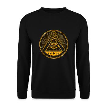 Illuminati Verschwörungsdreieck Freimaurer All Seeing - Unisex Pullover - Schwarz - Vorne - Alina (178cm) & Michal (187cm)