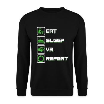 Essen Sie Schlaf wiederholen VR Gamer Gaming Virtuelle Realität - Unisex Pullover - Schwarz - Vorne - Alina (178cm) & Michal (187cm)