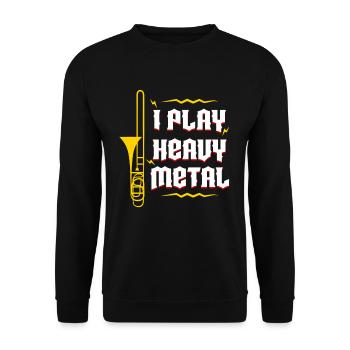 Je joue à vent de joueur de trombone heavy metal - Sweat-shirt Unisexe - noir - Devant - Alina (178cm) & Michal (187cm)
