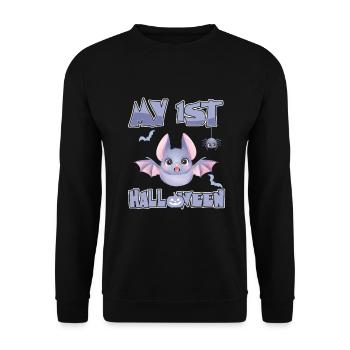 Mein erstes 1. Halloween Baby Fledermaus gruseligen Kürbis - Unisex Pullover - Schwarz - Vorne - Alina (178cm) & Michal (187cm)