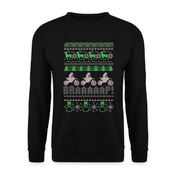Ugly Braap Christmas Motocross Motorcycle Gift - Unisex Sweatshirt - black - Front - Alina (178cm) & Michal (187cm)