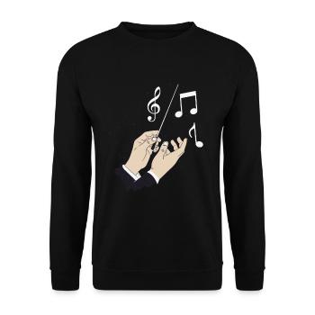 Conductor Orchestra Instrument Notes Music Gift - Unisex Sweatshirt - black - Front - Alina (178cm) & Michal (187cm)