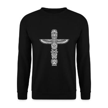 Aztec Totem Native Civilization Mayan Culture Gift - Unisex Sweatshirt - black - Front - Alina (178cm) & Michal (187cm)