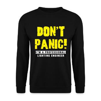 Don't Panic Lighting Engineer Light Music Job Gift - Unisex Sweatshirt - black - Front - Alina (178cm) & Michal (187cm)