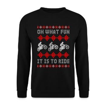 Biker Motorrad hässlich Weihnachten Motocross Geschenk - Unisex Pullover - Schwarz - Vorne - Alina (178cm) & Michal (187cm)