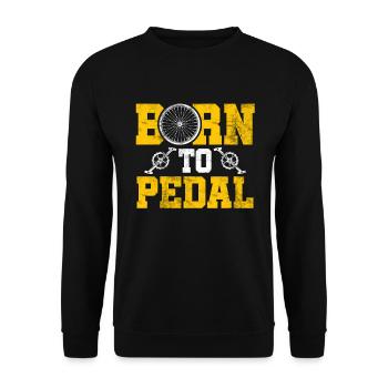 Born To Pedal Bike Mountain Bike Biker MTB Gift - Unisex Sweatshirt - black - Front - Alina (178cm) & Michal (187cm)